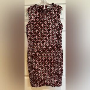 Jude Connally sleeveless boat neck zip back geometric print dress